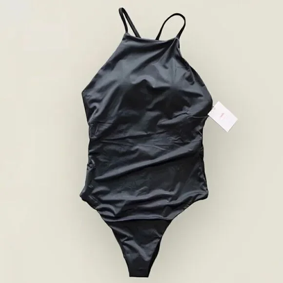 Andie Swim The Asbury One Piece Glossy Eco Nylon Black Classic Size M NWT - Picture 4 of 8